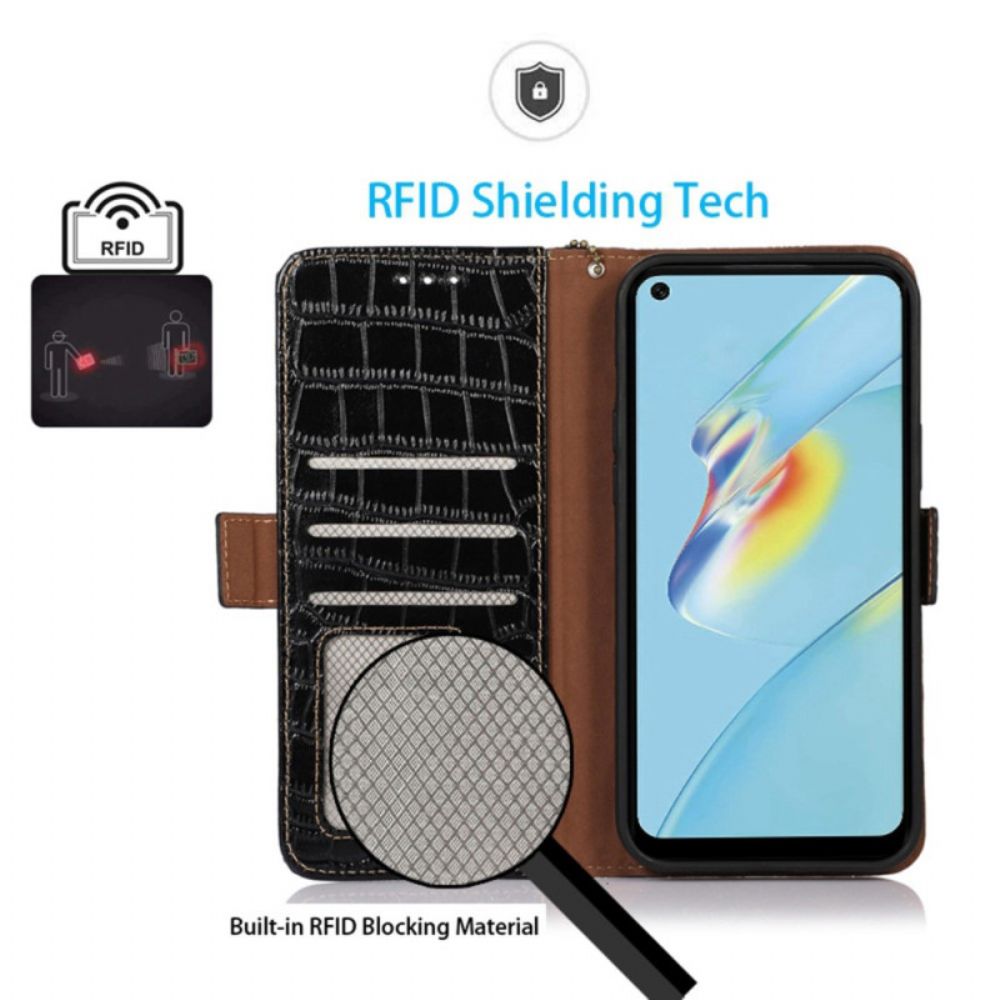 Folio-hoesje voor Oppo Reno 8 Pro Rfid Krokodil Stijl