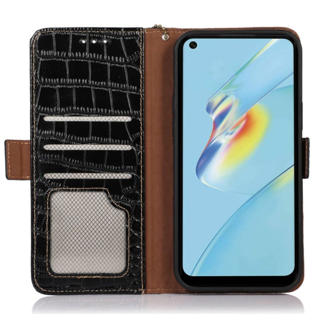 Folio-hoesje voor Oppo Reno 8 Pro Rfid Krokodil Stijl