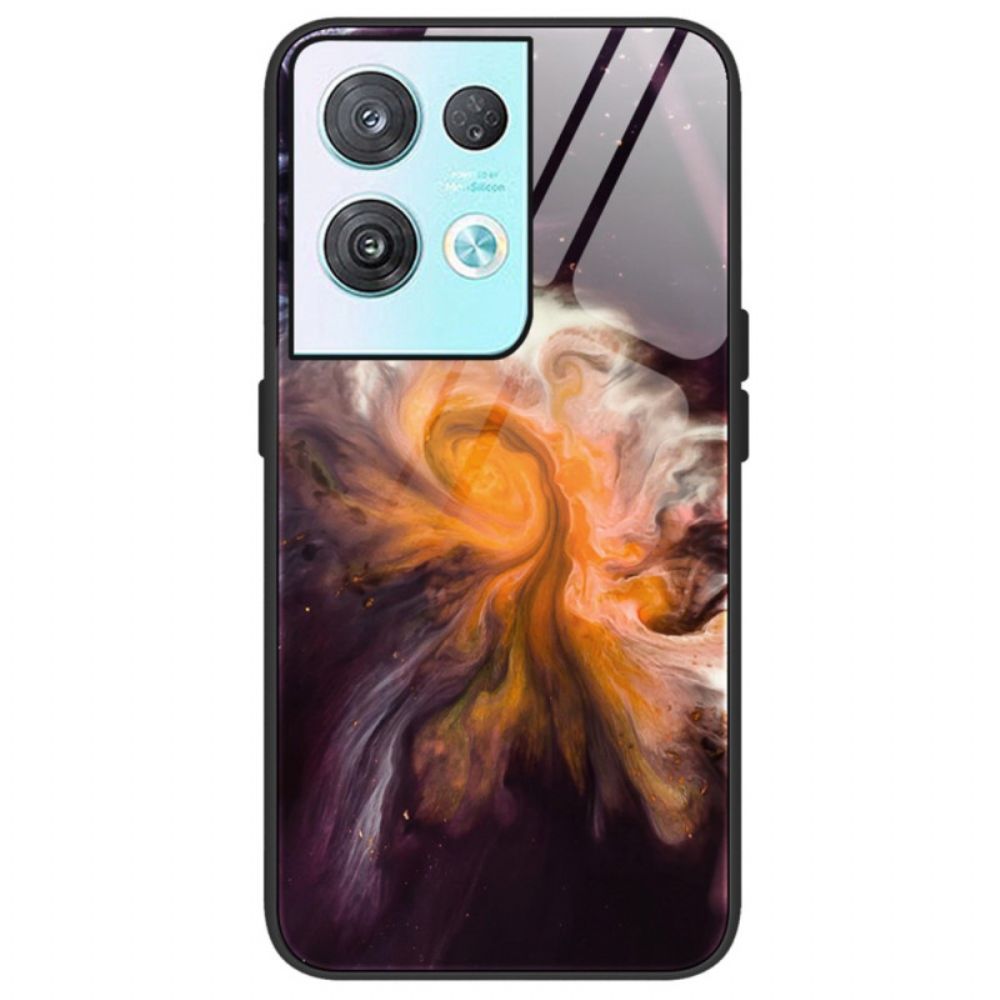 Hoesje voor Oppo Reno 8 Pro Marmer Kleuren Gehard Glas