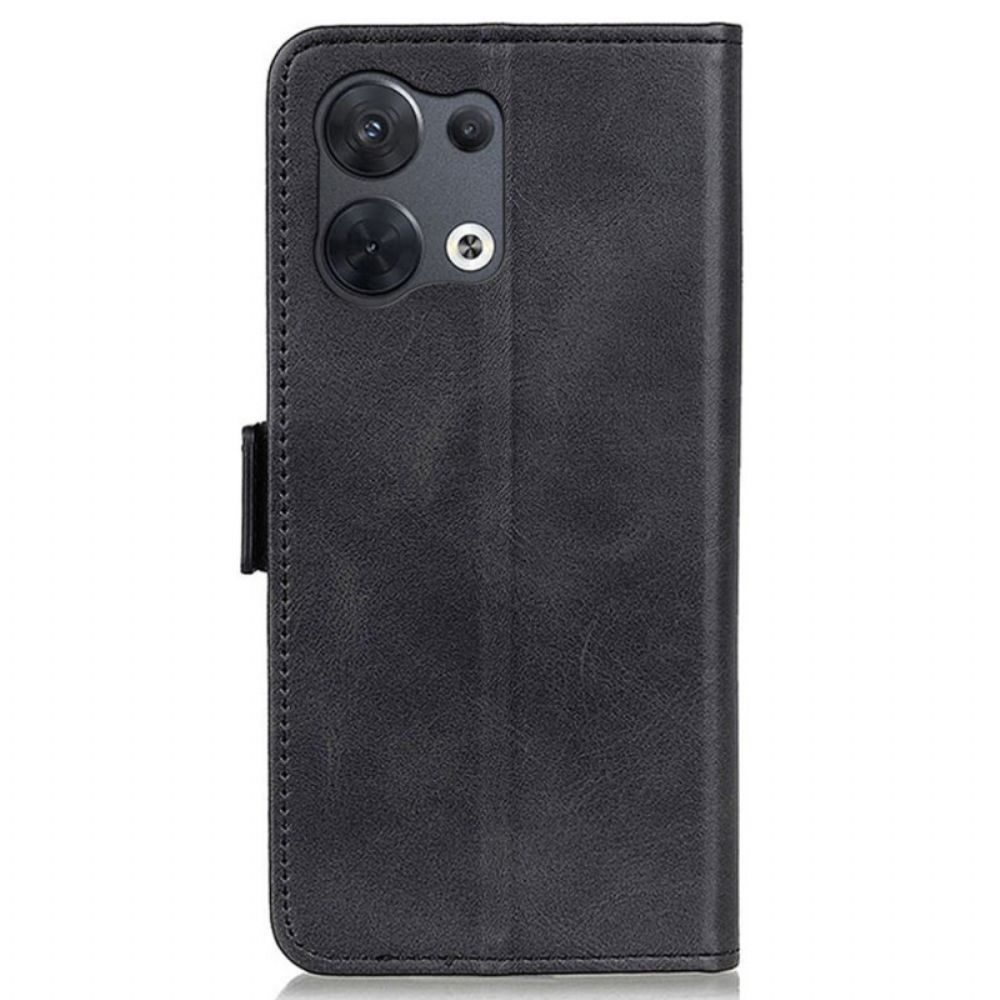 Leren Hoesje voor Oppo Reno 8 Pro Dubbele Sluiting