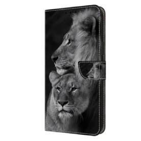 Flip Case Leren Oppo A98 5g Paar Leeuwen