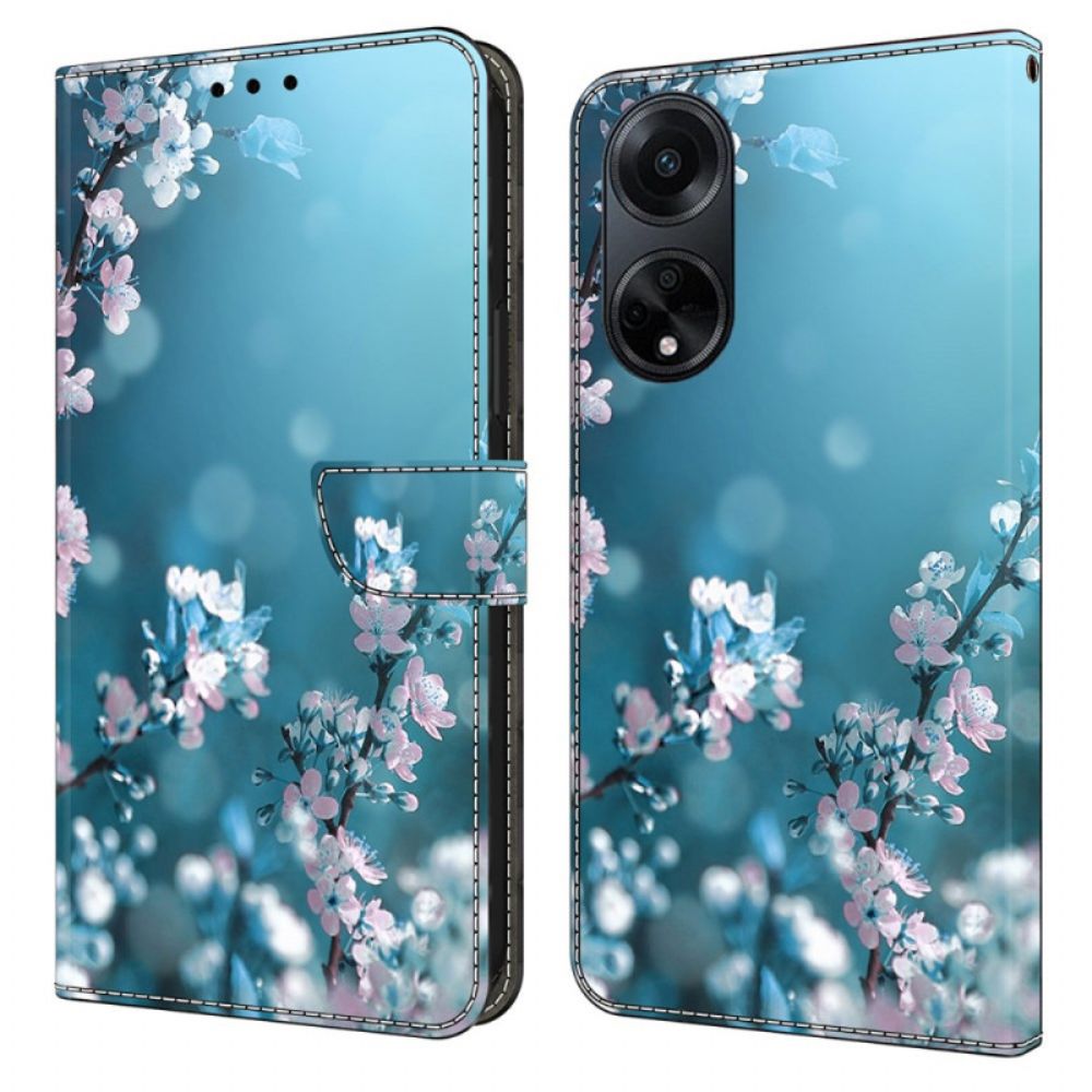 Flip Case Leren Oppo A98 5g Pruimenbloesems