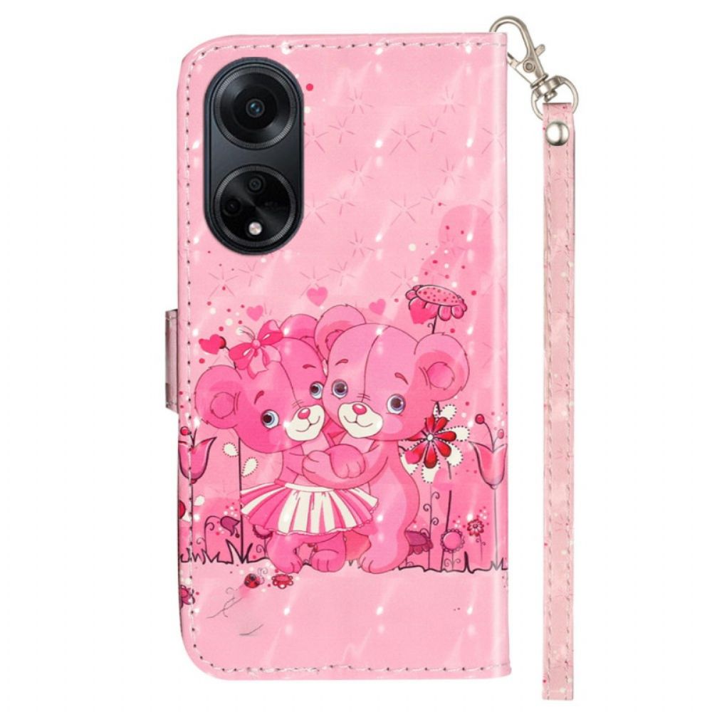 Folio-hoesje Oppo A98 5g Telefoonhoesje 3d Beer Met Riem