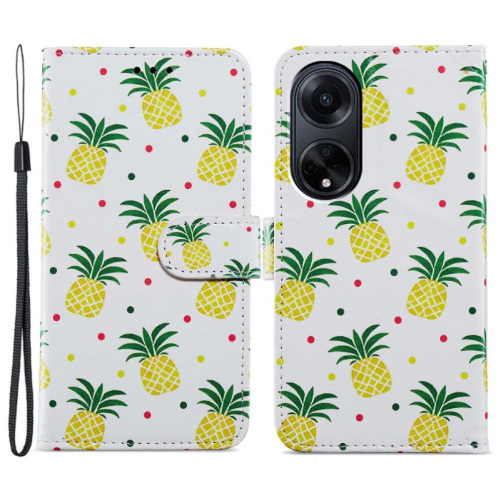 Folio-hoesje Oppo A98 5g Telefoonhoesje Ananas Met Bandje