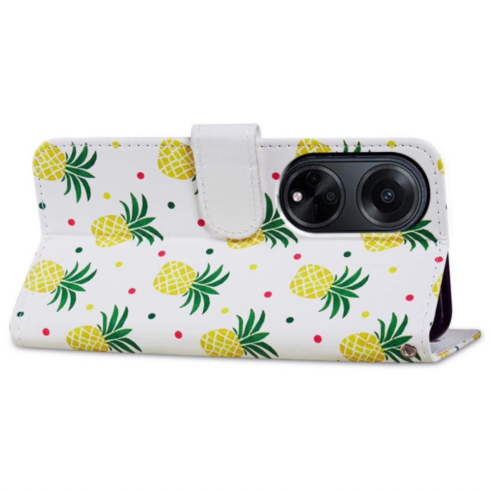 Folio-hoesje Oppo A98 5g Telefoonhoesje Ananas Met Bandje