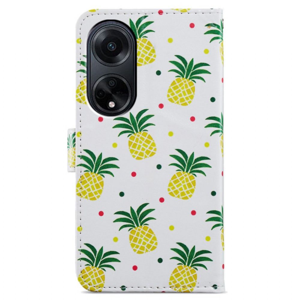 Folio-hoesje Oppo A98 5g Telefoonhoesje Ananas Met Bandje