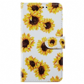 Folio-hoesje Oppo A98 5g Telefoonhoesje Riem Zonnebloemen