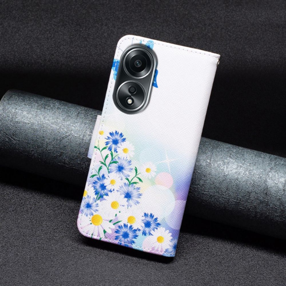 Folio-hoesje Oppo A98 5g Vlinder En Bloemen Aquarel