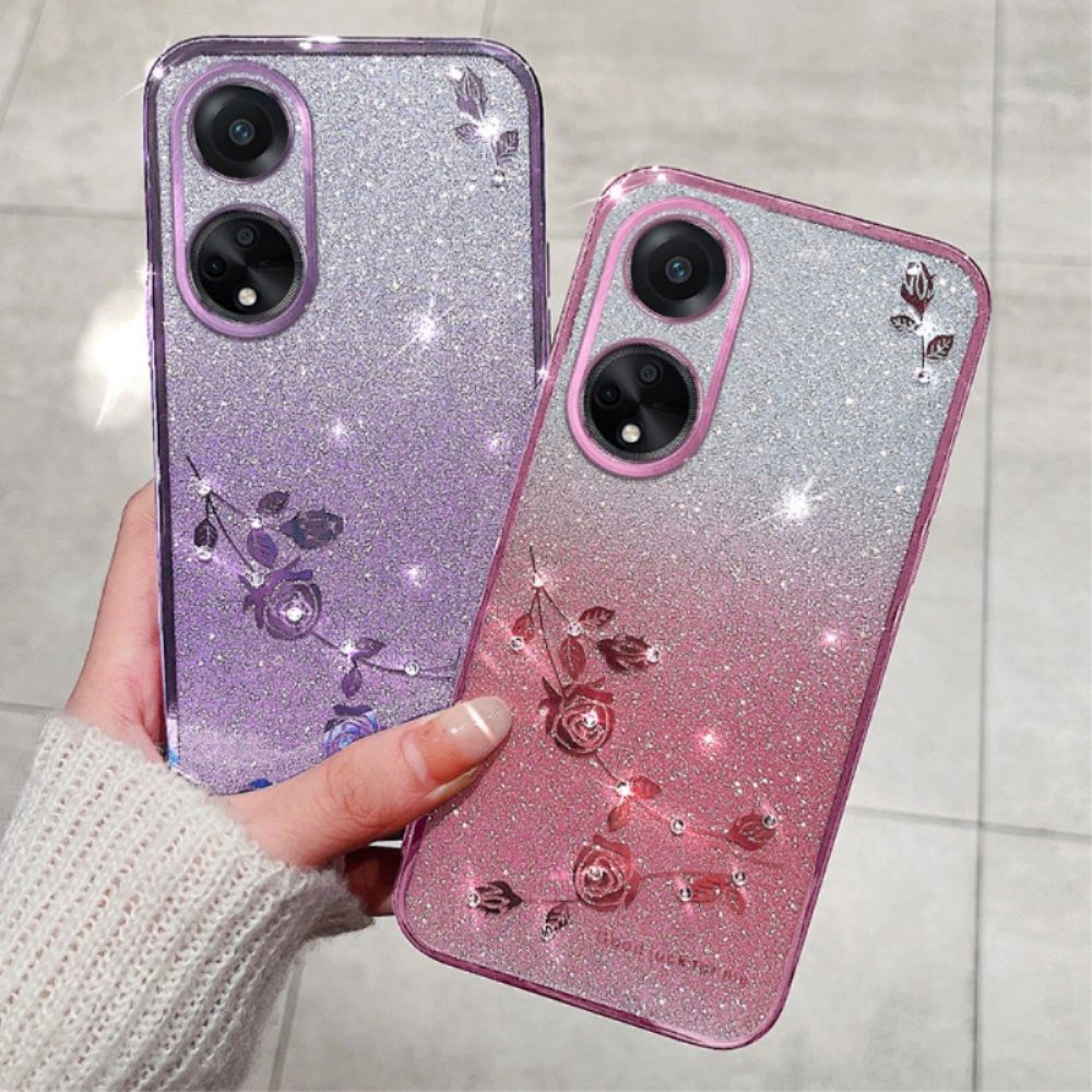 Hoesje Voor Oppo A98 5g Bloemen En Strasssteentjes Kadem