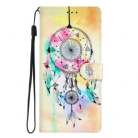 Leren Hoesje Oppo A98 5g Aquarel Dromenvanger Met Riem Bescherming Hoesje