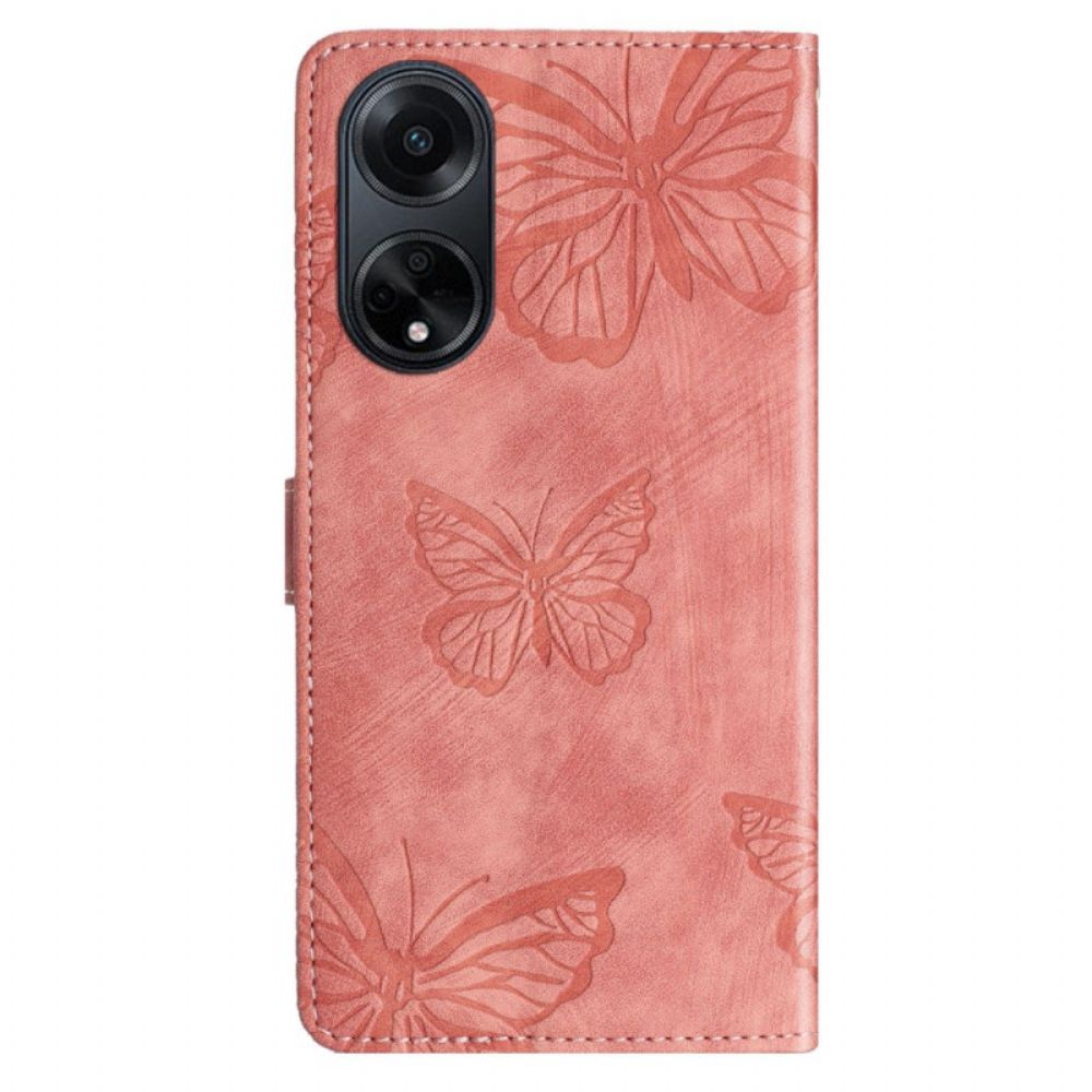 Leren Hoesje Oppo A98 5g Vlinders Suède-effect Bescherming Hoesje