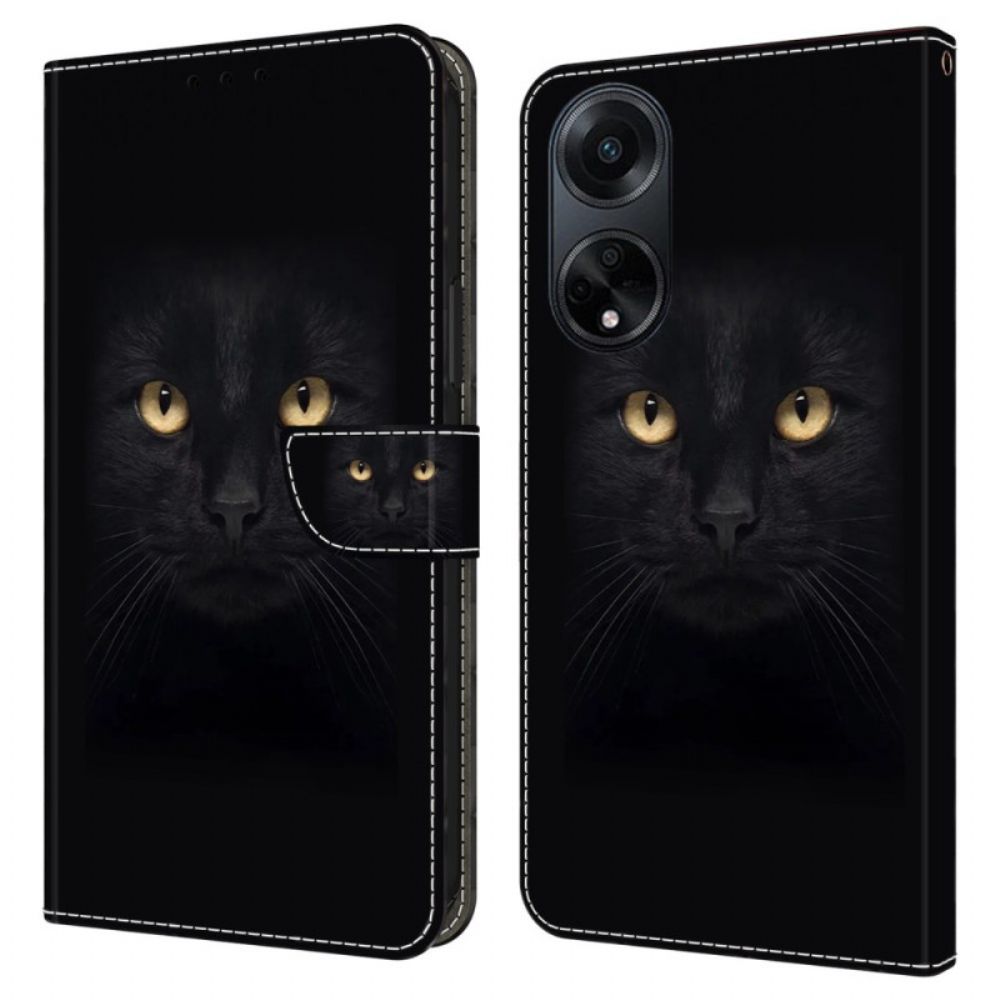 Leren Hoesje Oppo A98 5g Zwarte Kat Bescherming Hoesje