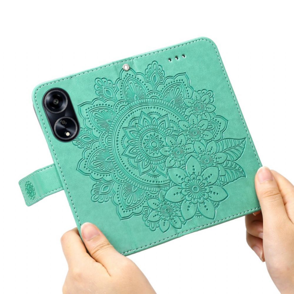 Leren Hoesje Voor Oppo A98 5g Mandalaprint Met Riempje