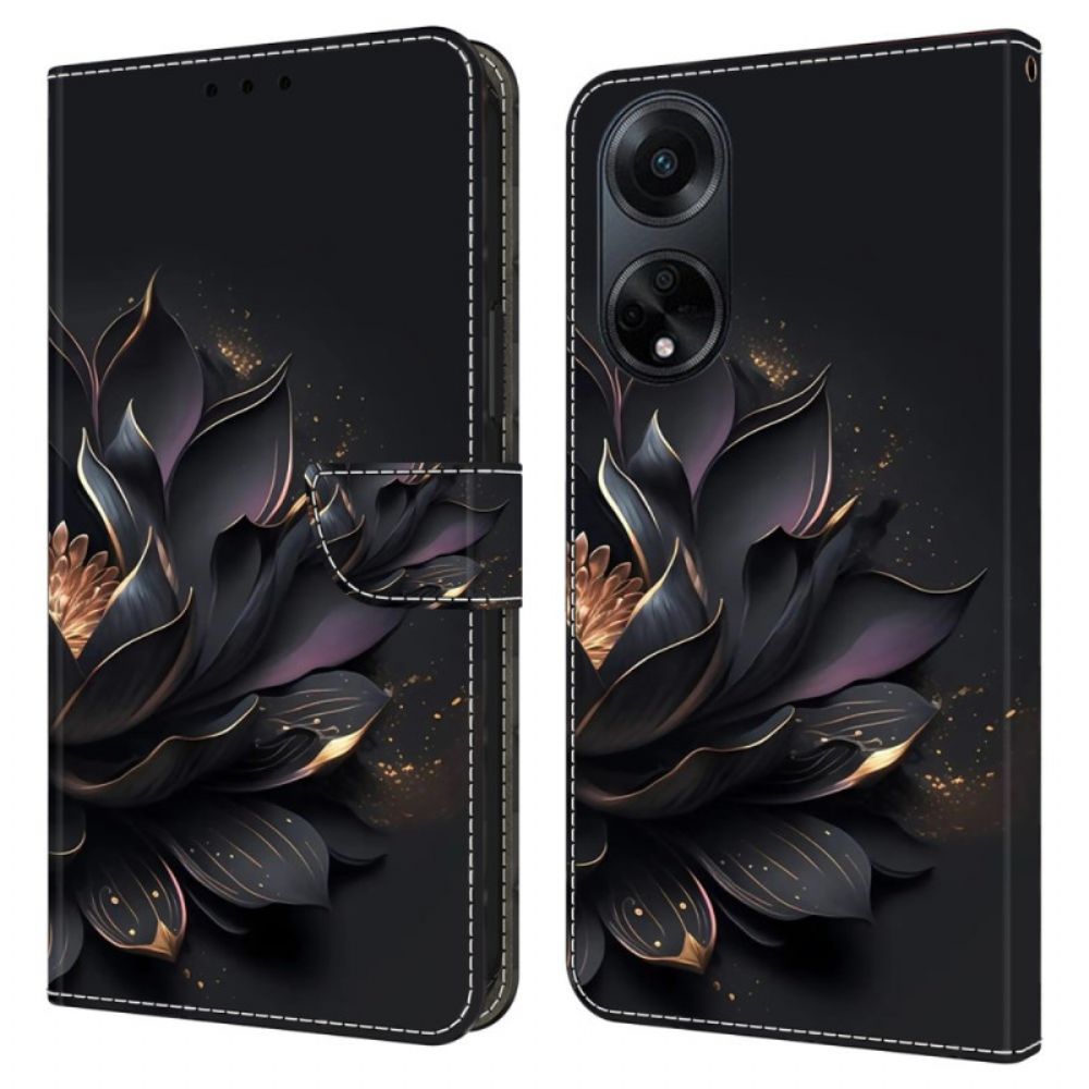 Leren Hoesje Voor Oppo A98 5g Paarse Lotus