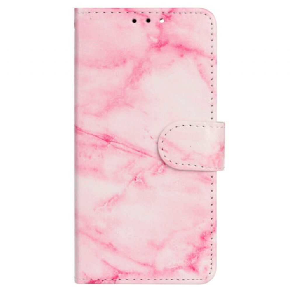 Leren Hoesje Voor Oppo A98 5g Roze Marmer