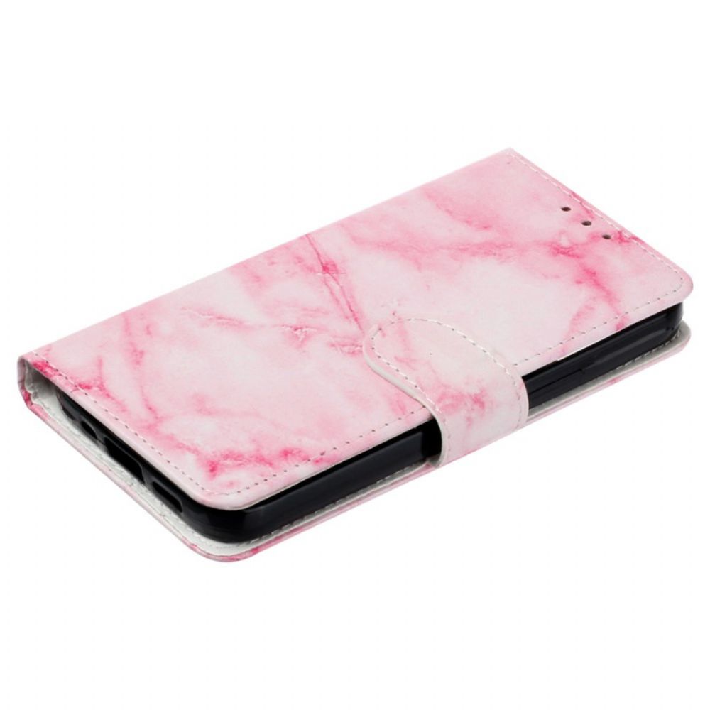 Leren Hoesje Voor Oppo A98 5g Roze Marmer