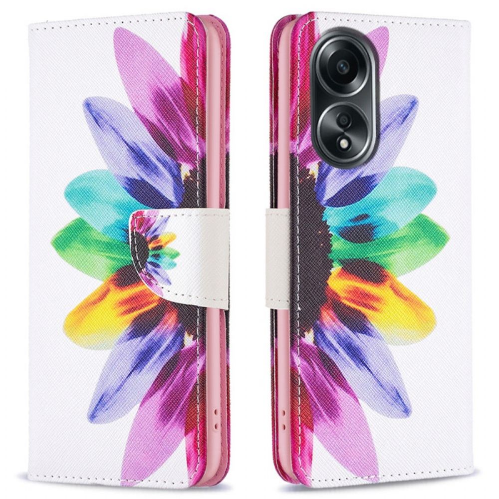 Leren Hoesje Voor Oppo A98 5g Waterverfbloem