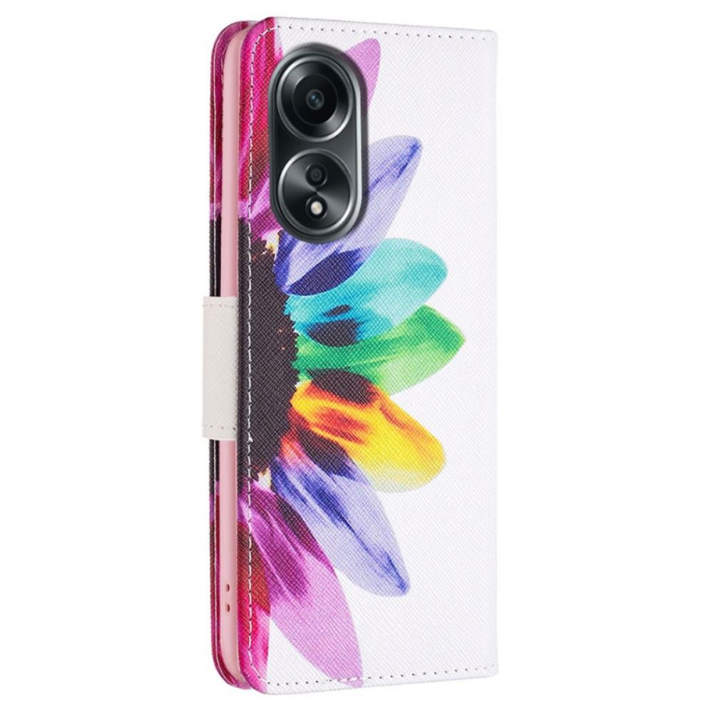 Leren Hoesje Voor Oppo A98 5g Waterverfbloem