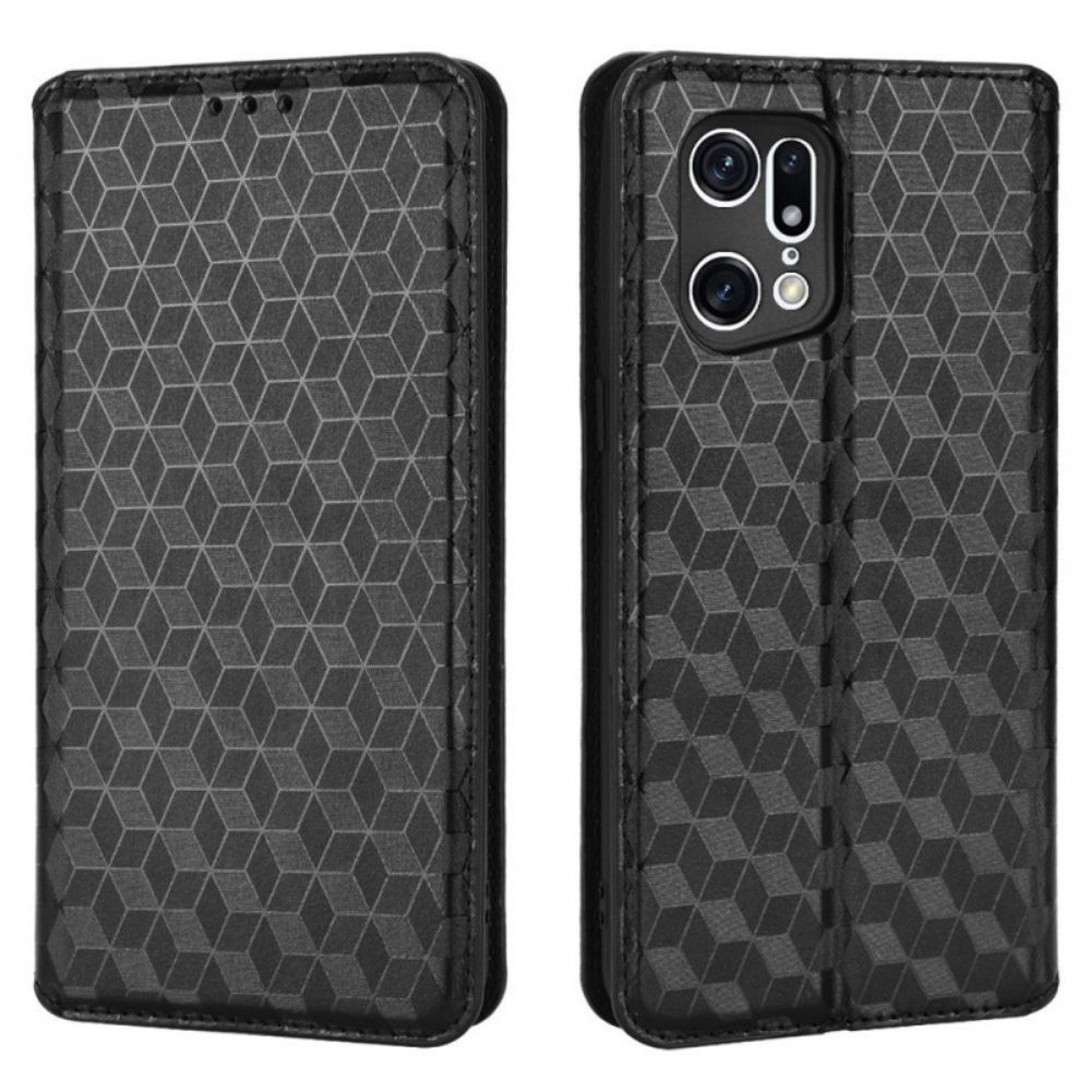 Bescherming Hoesje voor Oppo Find X5 Pro Folio-hoesje 3d Diamanten Leereffect