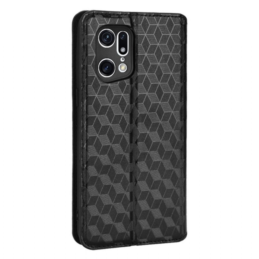 Bescherming Hoesje voor Oppo Find X5 Pro Folio-hoesje 3d Diamanten Leereffect