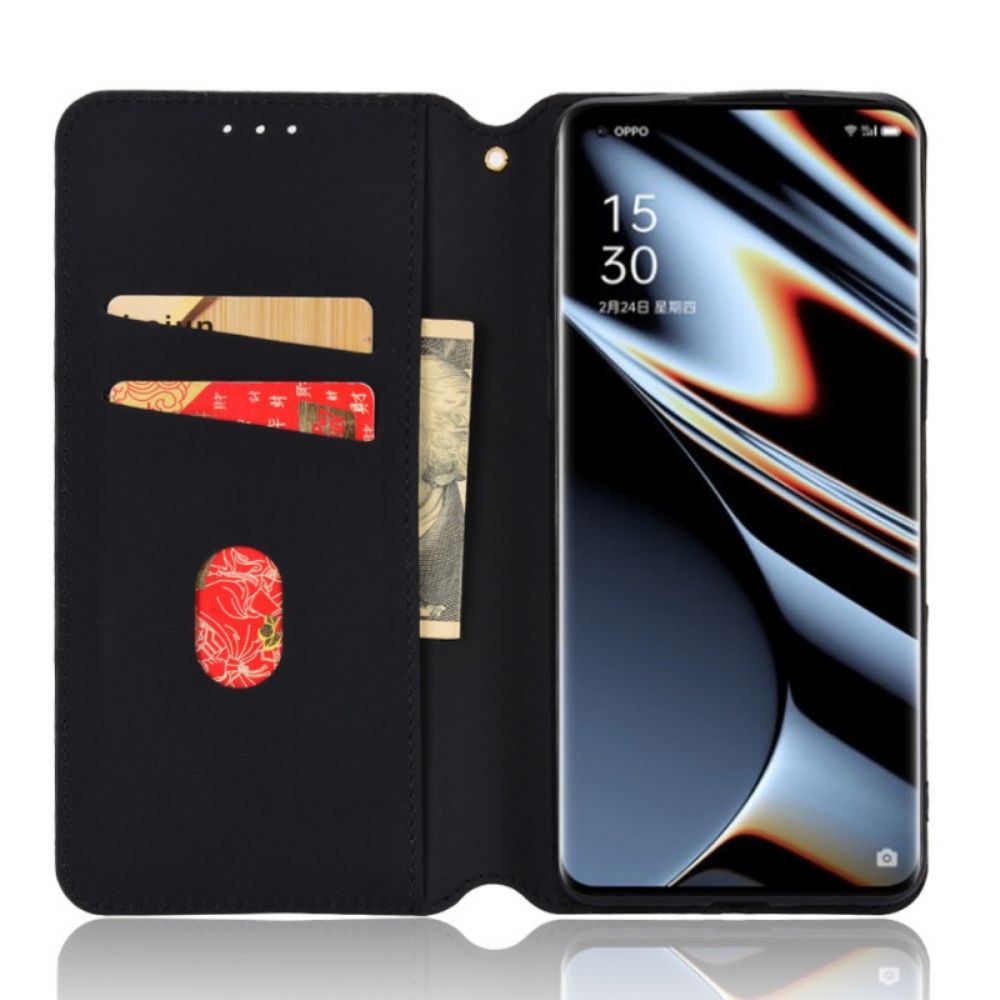 Bescherming Hoesje voor Oppo Find X5 Pro Folio-hoesje 3d Diamanten Leereffect