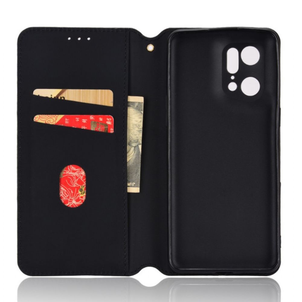 Bescherming Hoesje voor Oppo Find X5 Pro Folio-hoesje 3d Diamanten Leereffect