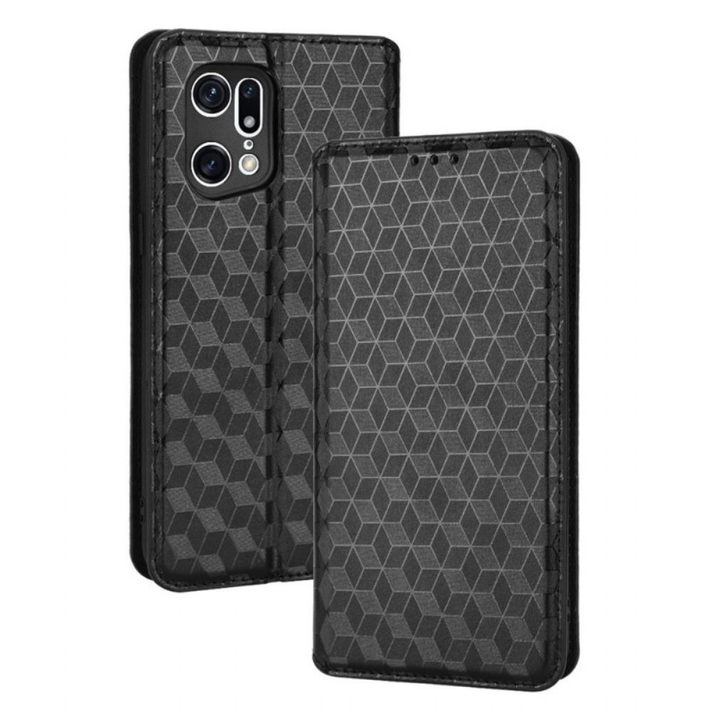 Bescherming Hoesje voor Oppo Find X5 Pro Folio-hoesje 3d Diamanten Leereffect