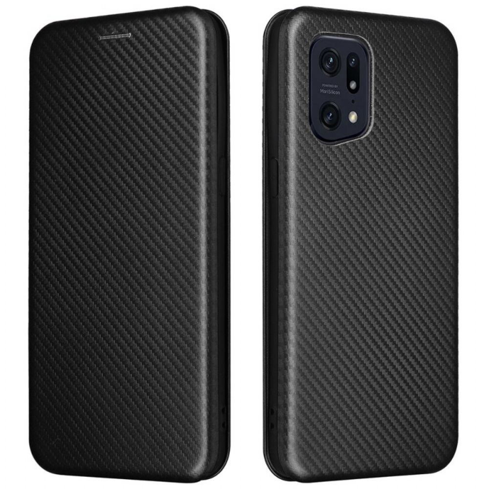 Bescherming Hoesje voor Oppo Find X5 Pro Folio-hoesje Koolstofvezeltextuur