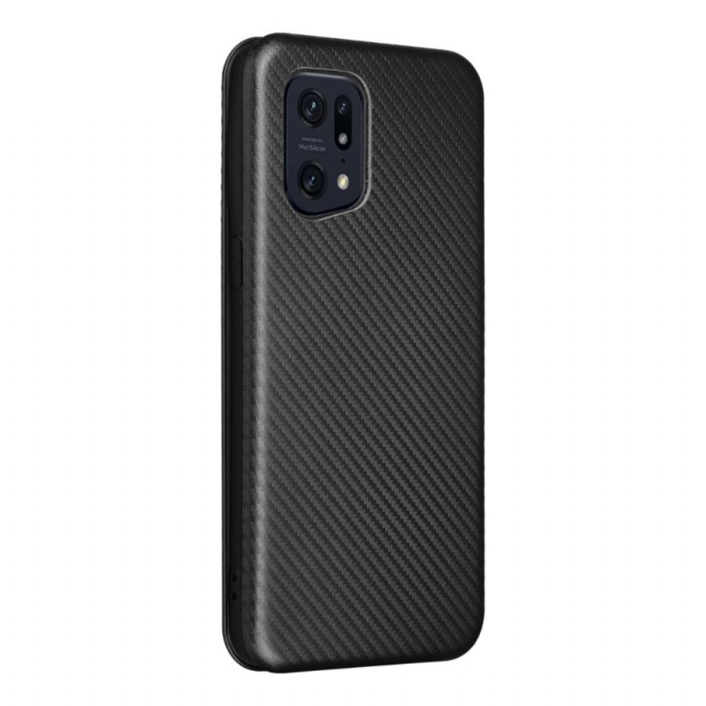 Bescherming Hoesje voor Oppo Find X5 Pro Folio-hoesje Koolstofvezeltextuur