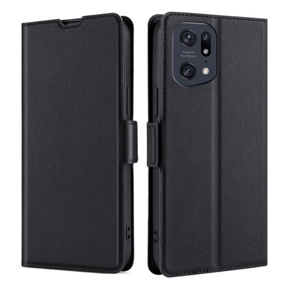 Bescherming Hoesje voor Oppo Find X5 Pro Folio-hoesje Ledereffect