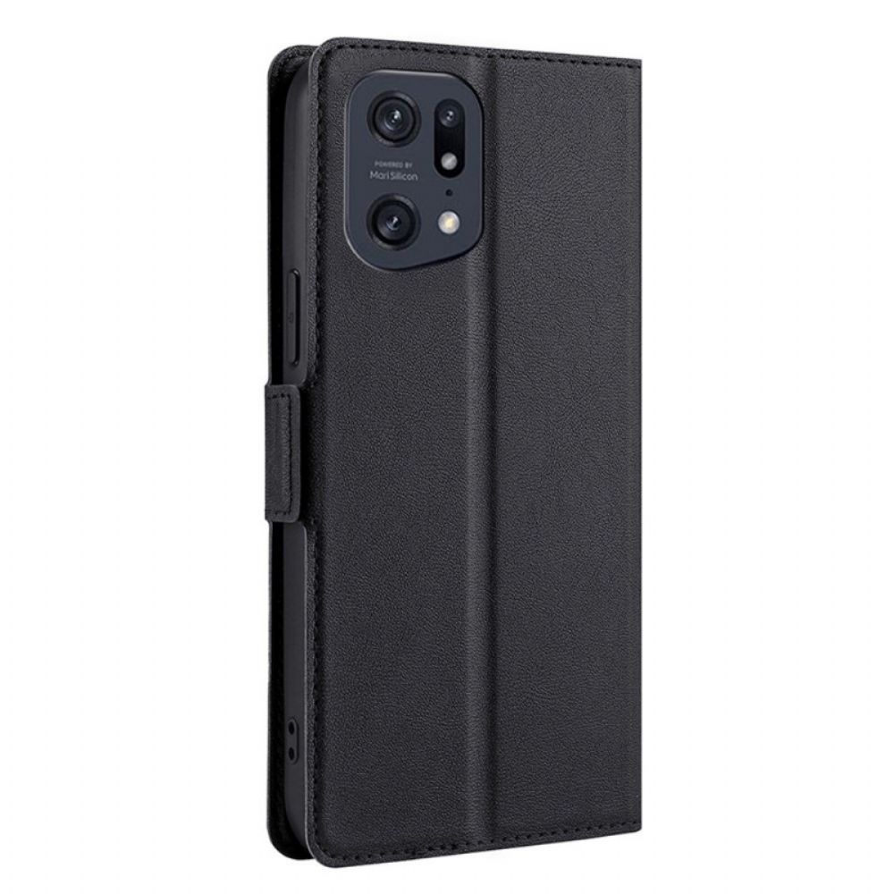 Bescherming Hoesje voor Oppo Find X5 Pro Folio-hoesje Ledereffect