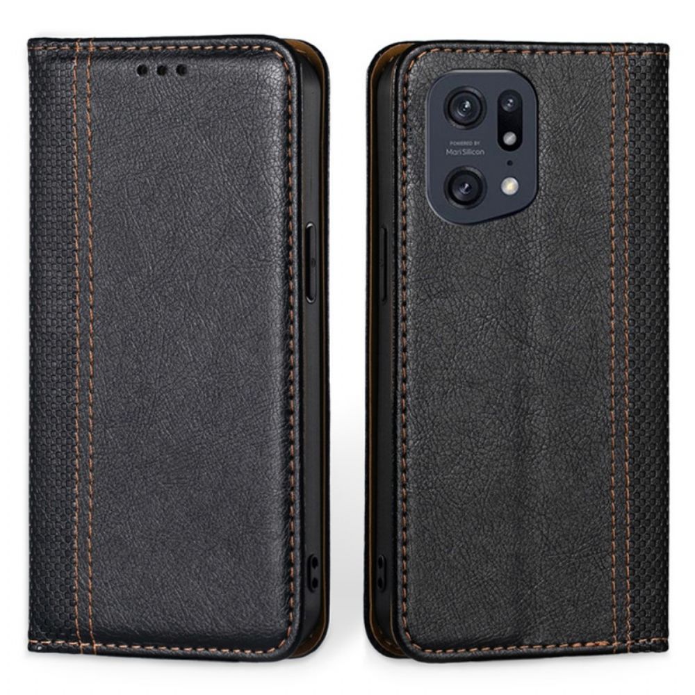 Bescherming Hoesje voor Oppo Find X5 Pro Folio-hoesje Vintage Leereffect