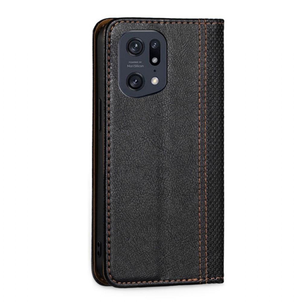 Bescherming Hoesje voor Oppo Find X5 Pro Folio-hoesje Vintage Leereffect