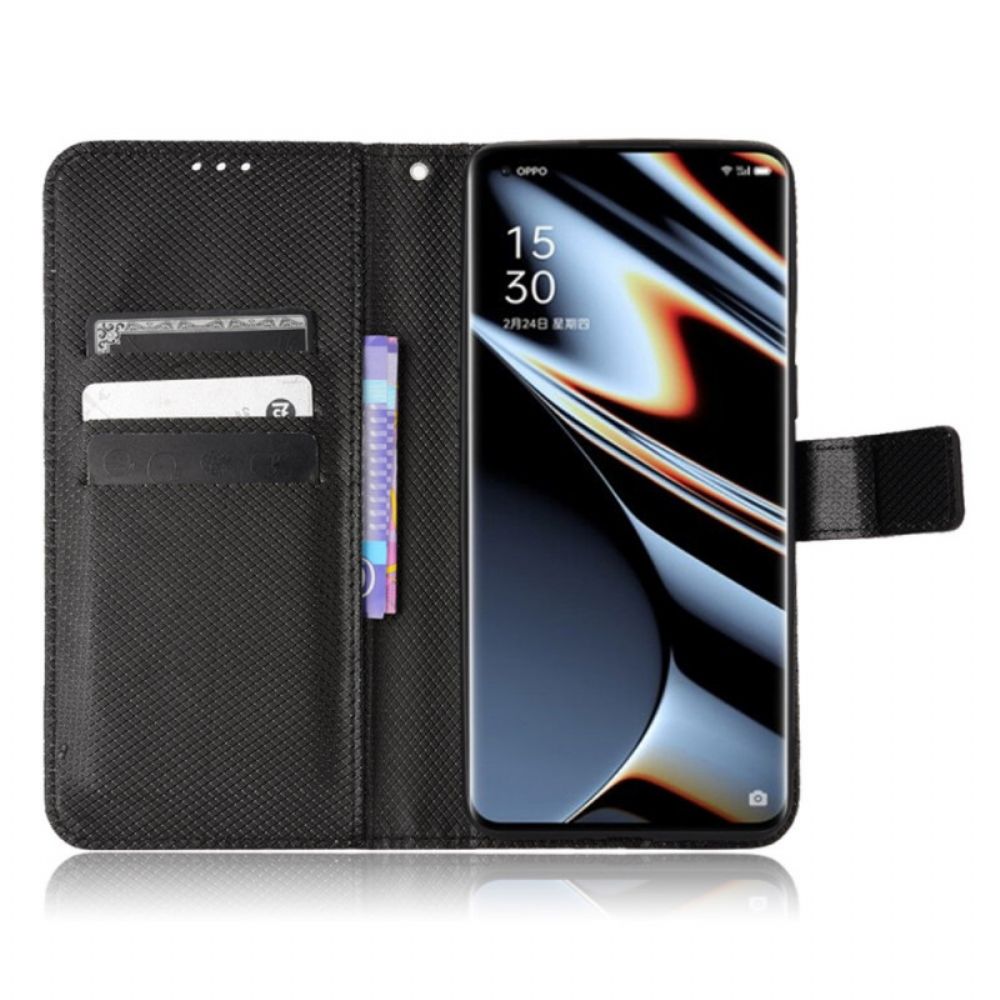 Folio-hoesje voor Oppo Find X5 Pro Met Ketting Gestileerde Kunstleren Band