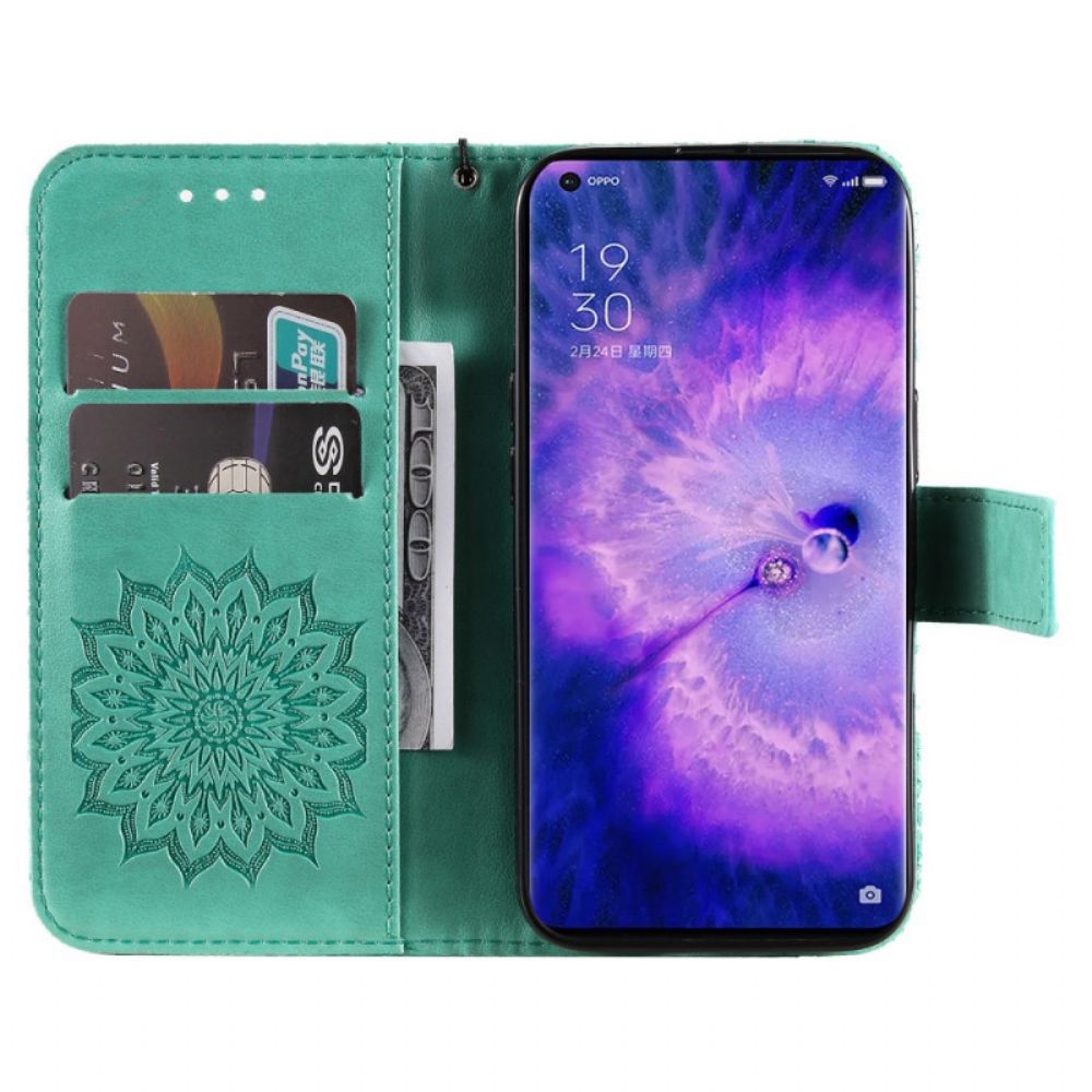 Folio-hoesje voor Oppo Find X5 Pro Met Ketting Thong Zon