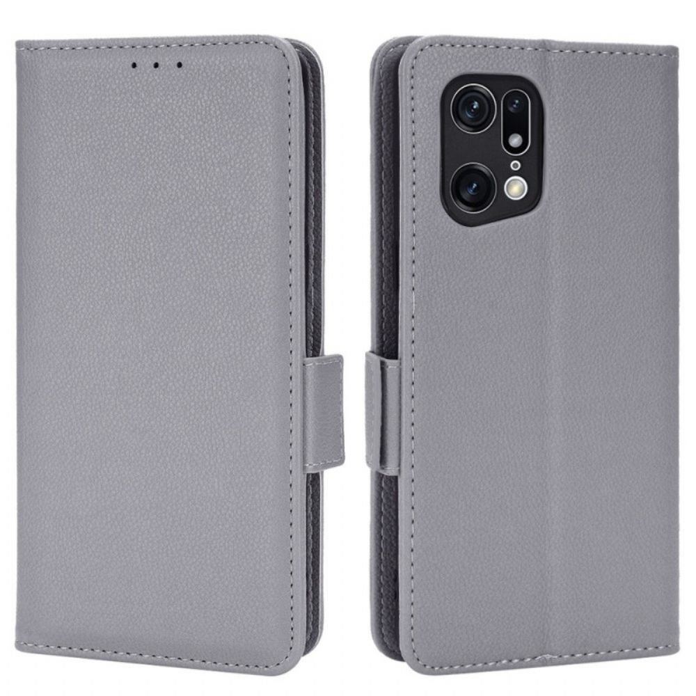 Folio-hoesje voor Oppo Find X5 Pro Traditionele Litchi-leerstijl