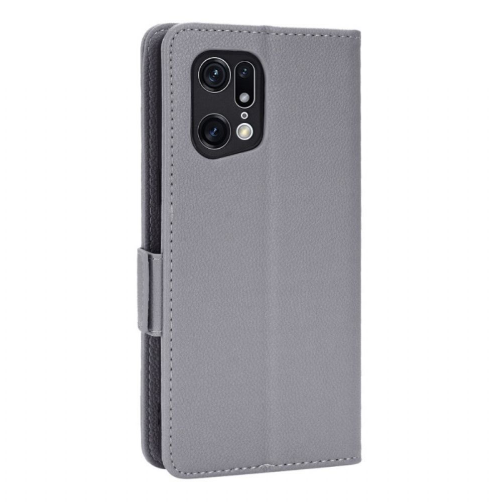 Folio-hoesje voor Oppo Find X5 Pro Traditionele Litchi-leerstijl