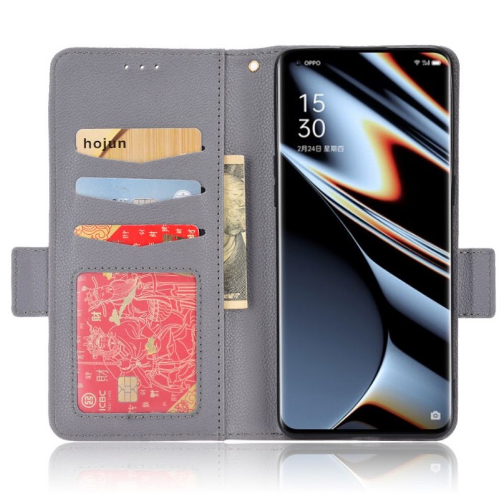 Folio-hoesje voor Oppo Find X5 Pro Traditionele Litchi-leerstijl