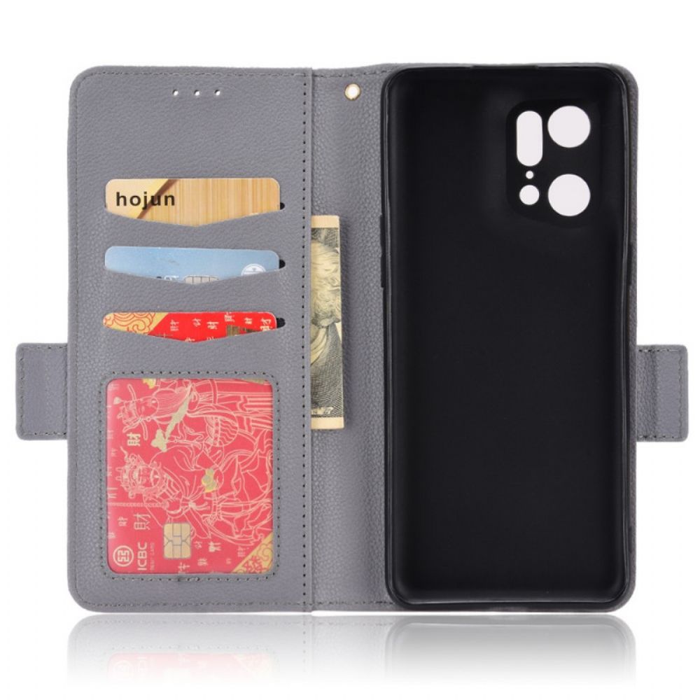 Folio-hoesje voor Oppo Find X5 Pro Traditionele Litchi-leerstijl