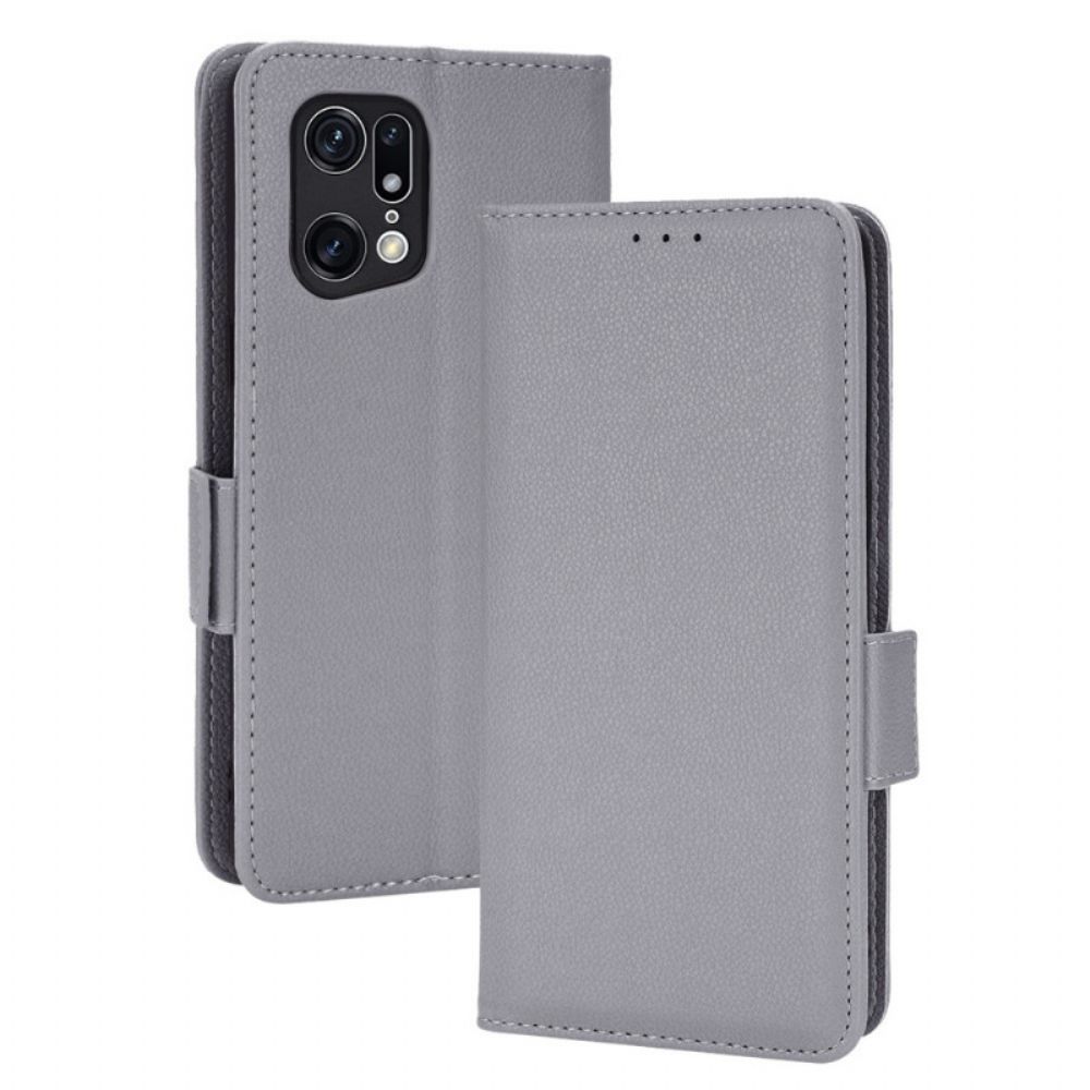 Folio-hoesje voor Oppo Find X5 Pro Traditionele Litchi-leerstijl