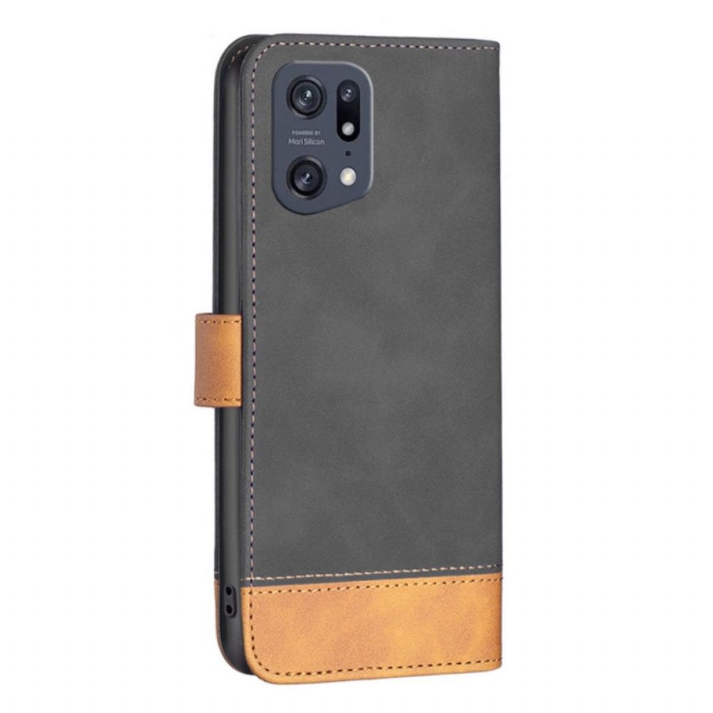 Folio-hoesje voor Oppo Find X5 Pro Vintage Binfen-kleur