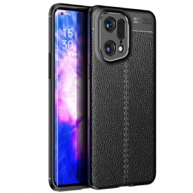 Hoesje voor Oppo Find X5 Pro Dubbele Lijn Litchi Leder Effect