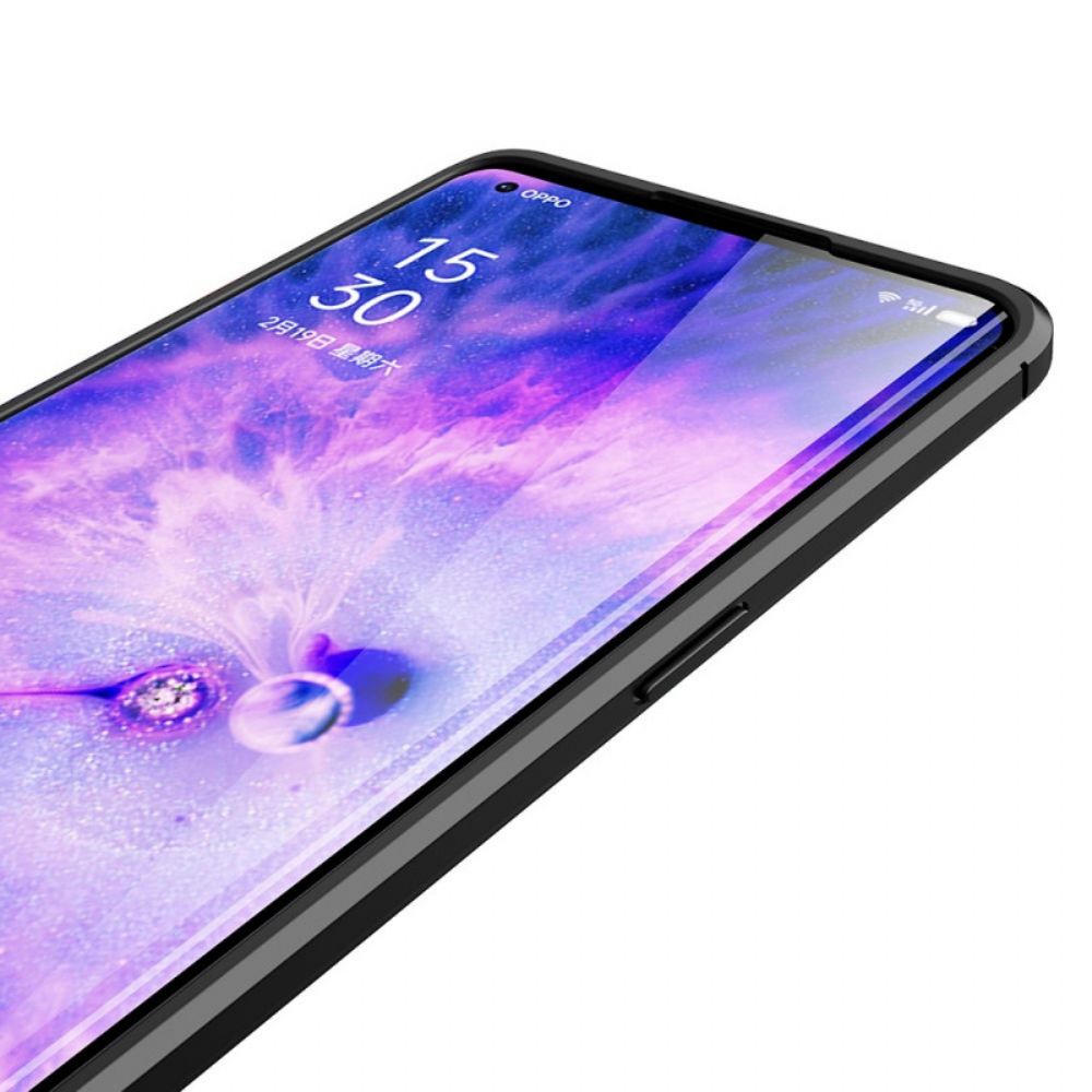 Hoesje voor Oppo Find X5 Pro Dubbele Lijn Litchi Leder Effect