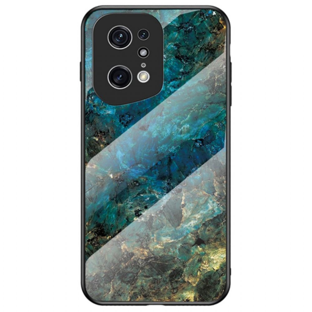 Hoesje voor Oppo Find X5 Pro Marmer Kleuren Gehard Glas