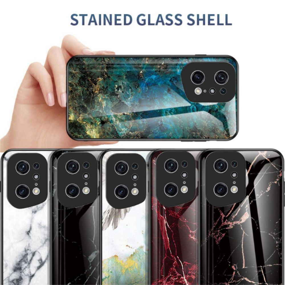 Hoesje voor Oppo Find X5 Pro Marmer Kleuren Gehard Glas