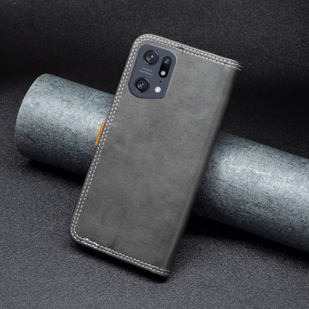 Leren Hoesje voor Oppo Find X5 Pro Binfen Kleurenband