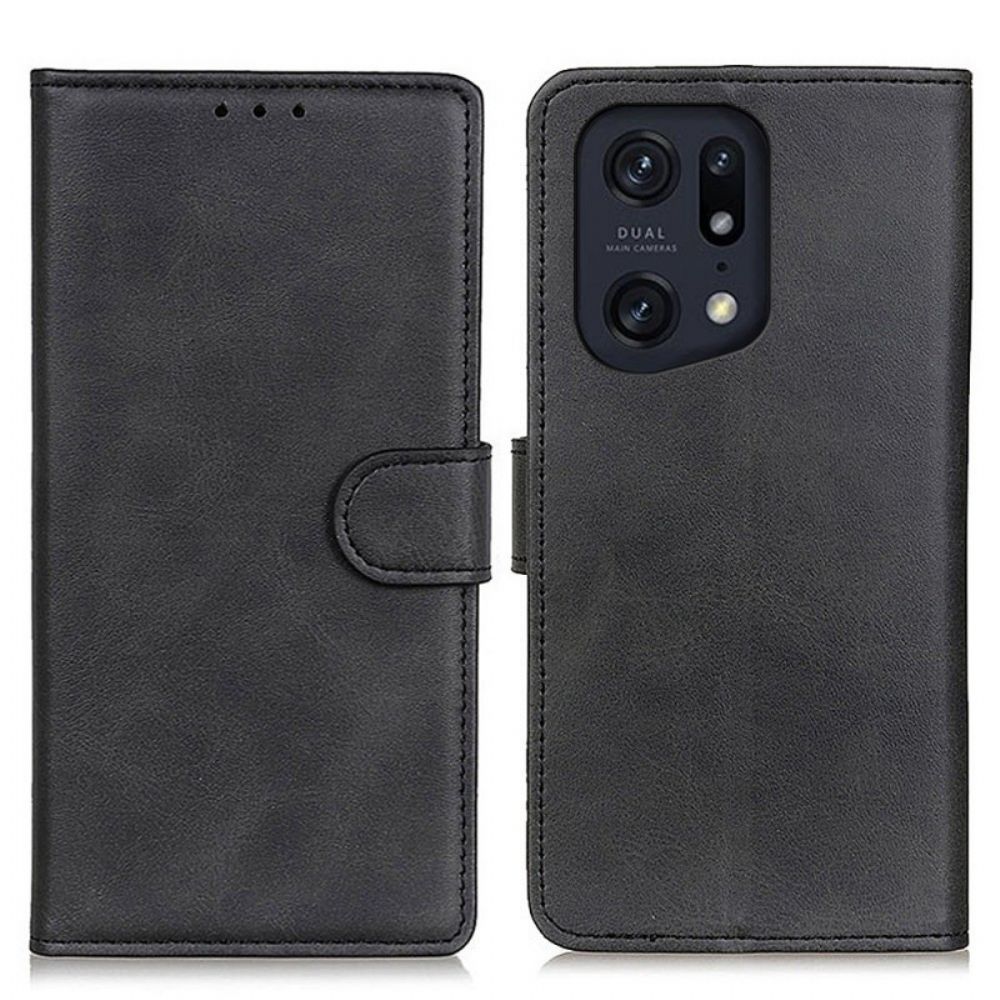 Leren Hoesje voor Oppo Find X5 Pro Mat Kunstleer