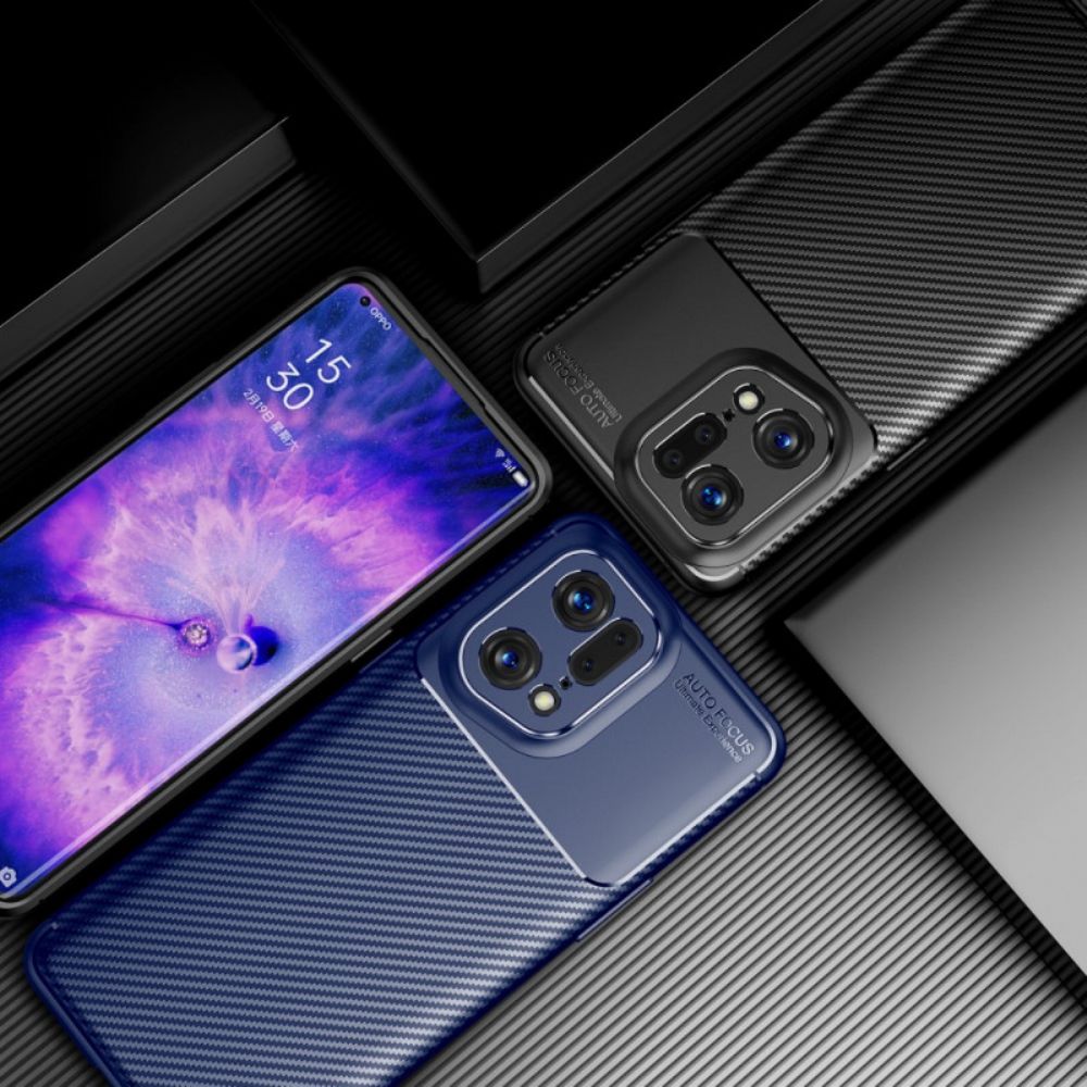 Telefoonhoesje voor Oppo Find X5 Pro Geborstelde Koolstofvezel