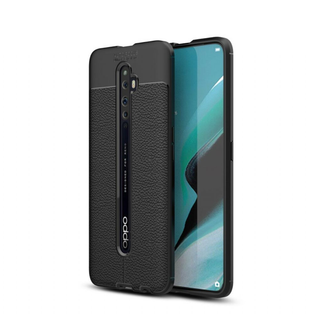 Hoesje voor Oppo Reno 2Z Dubbele Lijn Litchi Leder Effect