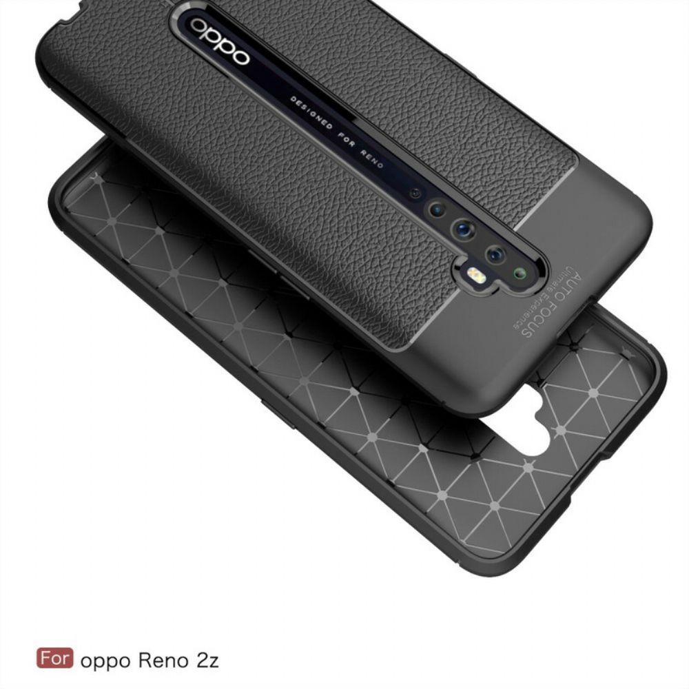 Hoesje voor Oppo Reno 2Z Dubbele Lijn Litchi Leder Effect